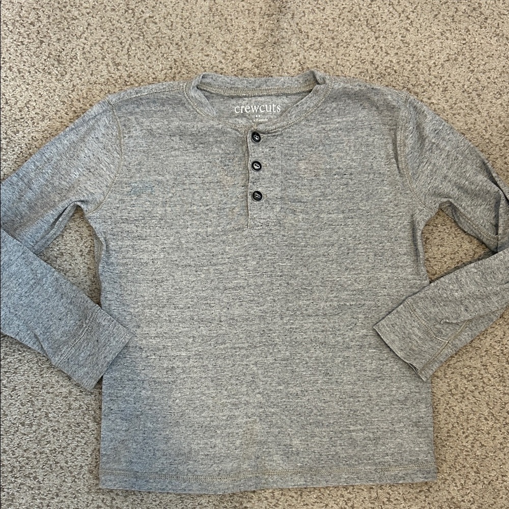 J. Crew Crewcuts Grey Henley Top, 6-7 (small)